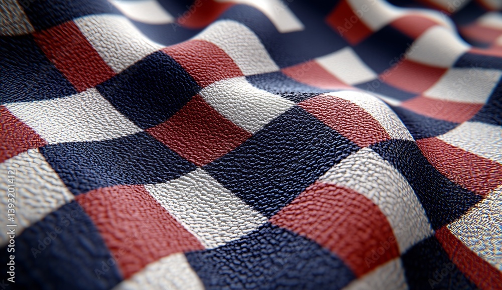 Aufkleber close up of highquality textile highlighting a playful red and white checkered design : generative a