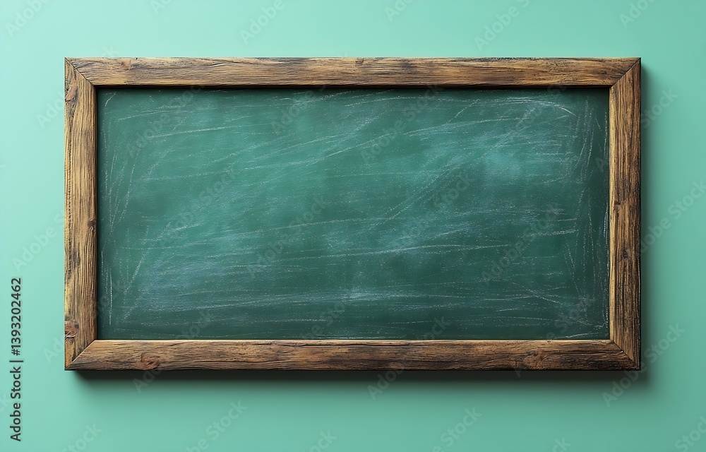 Aufkleber blank green chalkboard with wooden frame rustic school board with empty space for text or message gr