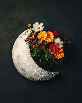 Elegant Floral Arrangement with Moon Shape