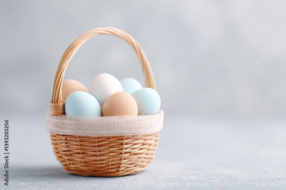 Aufkleber detailed close-up of basket handle wrapped in ribbons with pastel easter eggs visible inside creatin