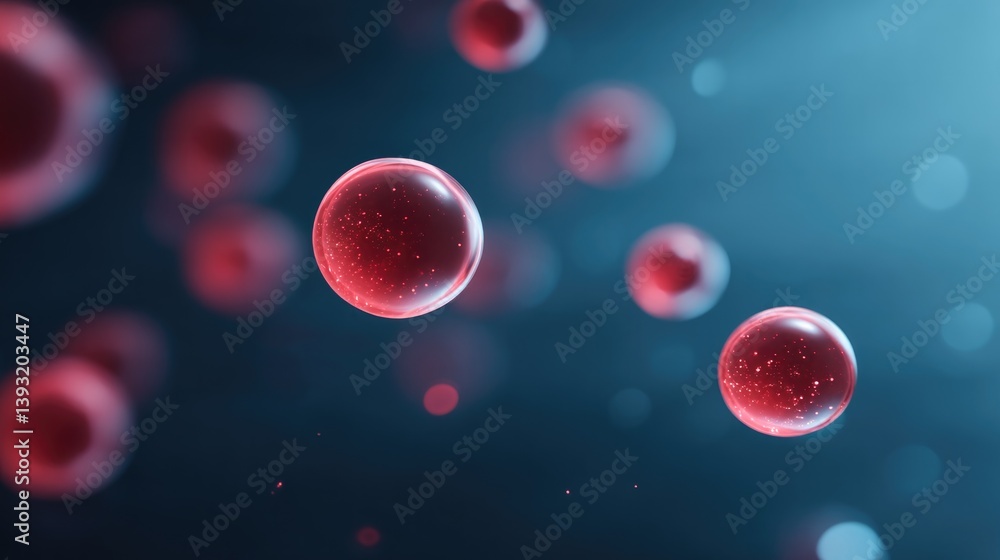 Poster digital rendering of nanotechnology-driven vaccine carriers traveling through bloodstream depicted i