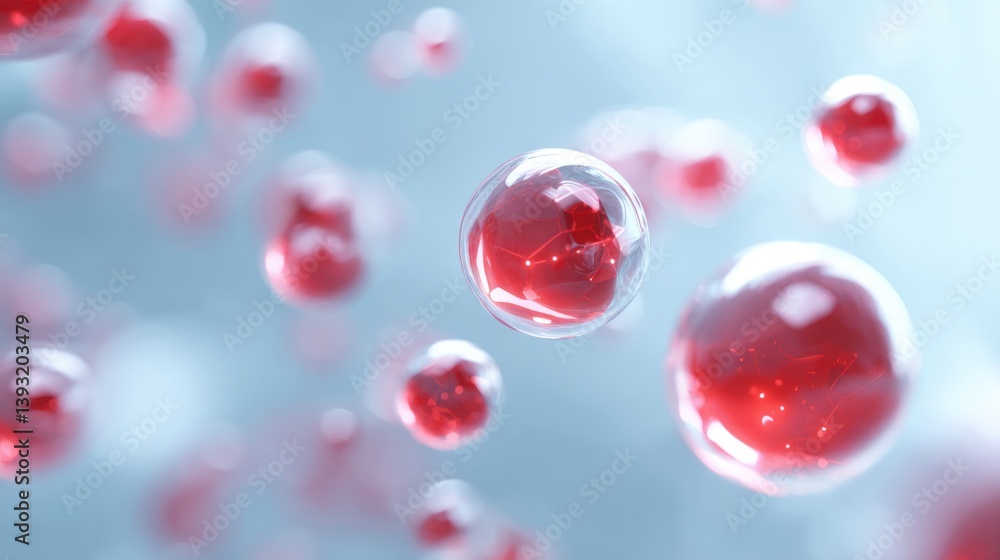 Poster digital rendering of nanotechnology-driven vaccine carriers traveling through bloodstream depicted i