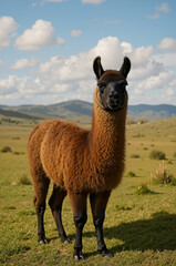 Obraz premium Llama standing confidently in sunny meadow