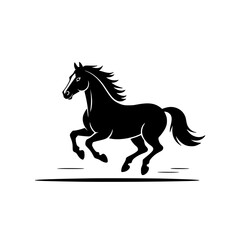Black Running Horse Silhouette, Elegant and Powerful Design