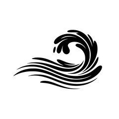 Black Wave Silhouette - Minimalist Vector Illustration on White