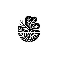 Geometric Plant Silhouette Logo: Black & White, Modern, Natural Icon