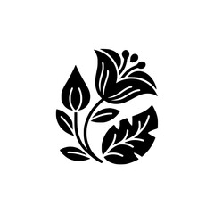 Minimalist Black Floral Logo Design, Botanical Element