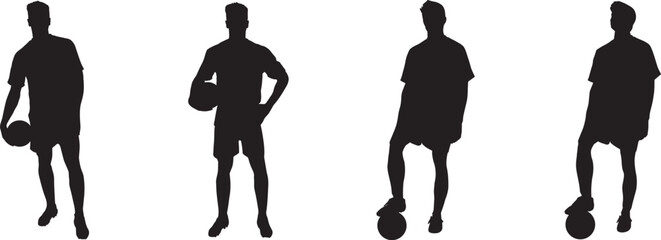 Standing Football Player Holding Ball Silhouettes