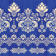floral pattern vintage ethnic modern embroidery texture boho design vector illustration hand drawn pink flower motif branches leaves wallpaper seamless background border.