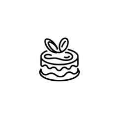 Minimalist Cake Icon: Line Art on White Background