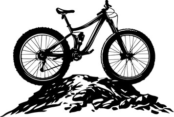 Obraz premium Mountain Bike, bike, bicycle, sport, silhouette, vector, cyclist, cycling, cycle, race, biker, ride, extreme, motorcycle, biking, wheel, illustration, motocross, black, mountain, boy, jump, child, spo