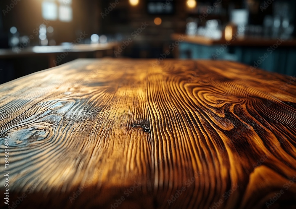 Aufkleber Rustic Wooden Table Top with Visible Grain and Texture Perfect for Food Product or Craft Mockup : Generative AI