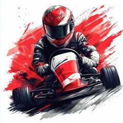 Young kart racer speeds around the track showcasing determination and skill during a thrilling competition