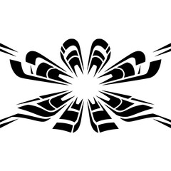 Abstract Black Floral Ornament on Gradient Background