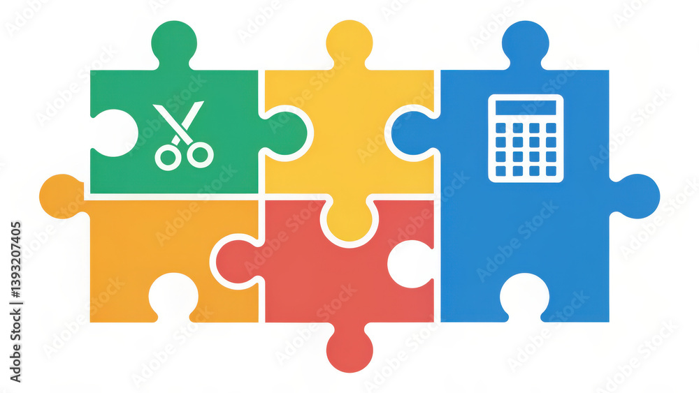 Poster a colorful puzzle graphic featuring various icons representing skills and tools, highlighting creati