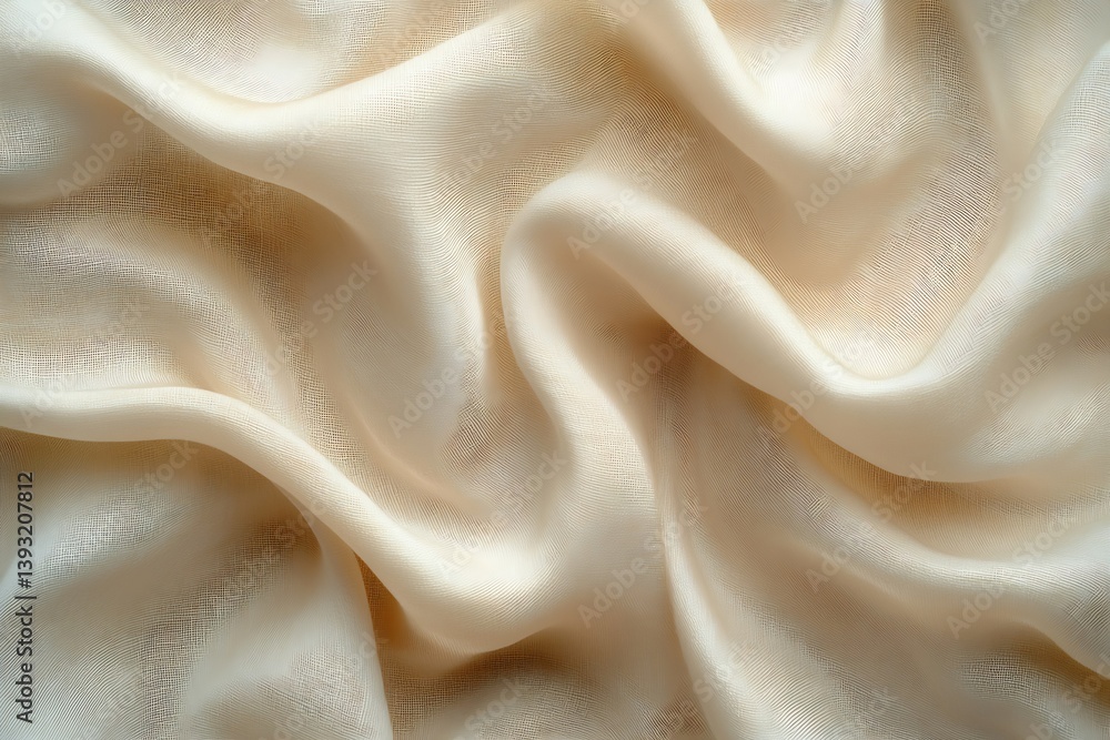 Poster Abstract Beige Fabric Texture Background with Soft Folds and Waves Smooth Textile Pattern Elegant Material for Fashion Design : Generative AI