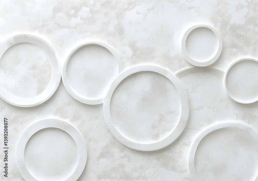 Aufkleber minimalist white circle design with textured background for modern wall art and elegant interior dec