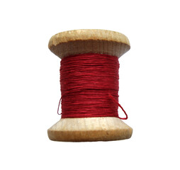isolated vintage red cotton thread