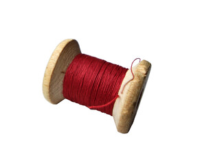 isolated vintage red cotton thread