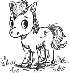 Cute Horse Coloring hand droing