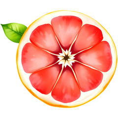 Juicy Grapefruit Slice Isolated on White Background, 3D