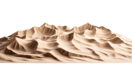 Sandy dunes with texture, dry background, desert landscape , cut out transparent