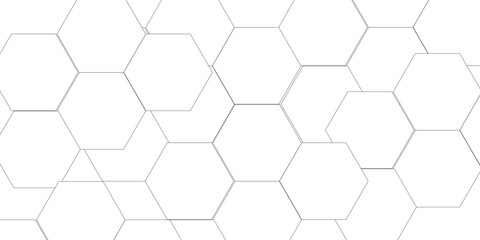Geometric white and gray banner design with hexagons. Schematic diagram  Hexagonal grid tile and mosaic structure mess cell. white and gray hexagon honeycomb copy space