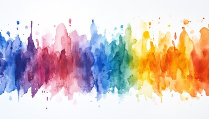 Vibrant Watercolor Splash with Bold Colors Creating a Colorful Spectrum on White Background : Generative AI
