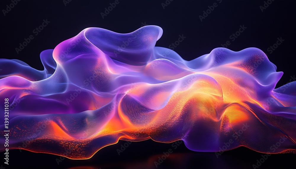 Aufkleber captivating flowing abstract fabric waves illuminated with vibrant lights showcasing modern art : ge