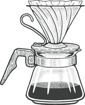 coffee pour over device black and white clip art preview