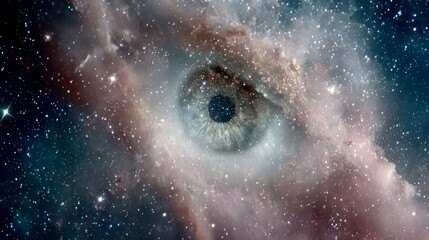 Fototapeta premium Celestial Eye in Cosmic Nebula with Stars and Colorful Gas Clouds in the Universe