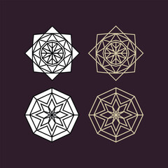 Set of hexagon diamond shape vector illustration mandala new 2025 trendy 