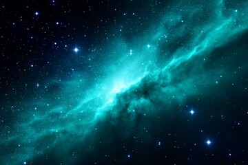 Celestial Nebula in Teal - A stunning of a teal nebula in deep space, filled with stars and glowing gas clouds. Perfect for science fiction, astronomy, and space-themed projects