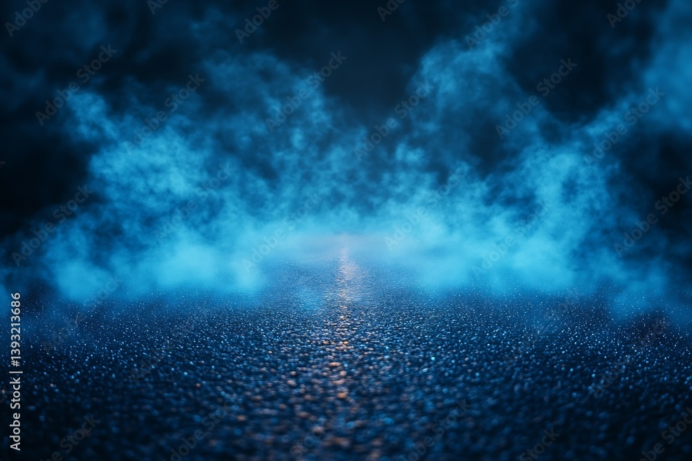 Poster abstract blue smoke and asphalt texture background dramatic moody scene for automotive stage and ind