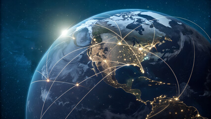 Obraz premium technology landscape Global Digital Network