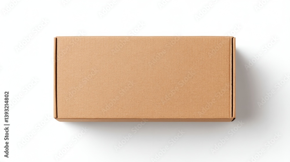 Poster sleek mockup of empty rectangular cardboard box with folded edges isolated on bright white backgroun