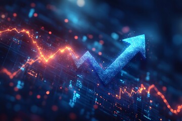 Abstract Finance Chart Arrow Moving Upwards Data Visualization Digital Illustration : Generative AI