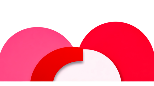 Abstract overlapping shapes design in red and pink, cut out transparent