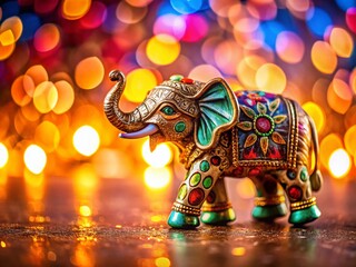 Obraz premium Intricate Miniature Metal Elephant Sculpture A TiltShift Masterpiece of Artistic Metalwork Detailed CloseUp
