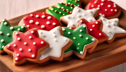 Obraz premium Christmas biscuit, colorful, red, green and white