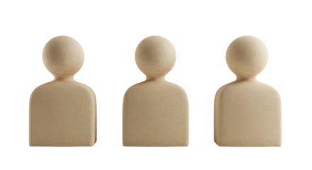 Isolated Three Wood Figures