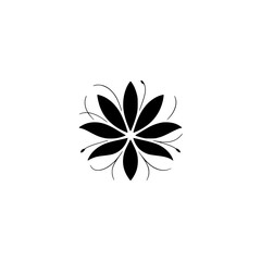 Minimalist Black Flower Logo on White, Floral Design