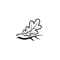 Minimalist Oak Leaf Outline Logo, Black on White