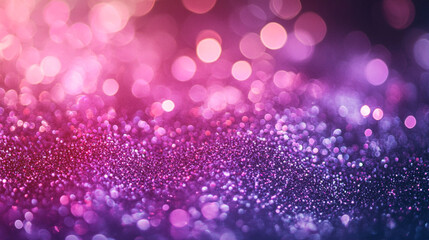 An abstract background with blurred lights in shades of pink, purple, and blue with glittery texture