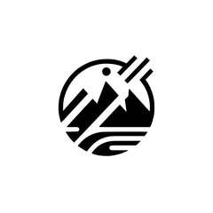 Minimalist Mountain Logo: Black and White Design