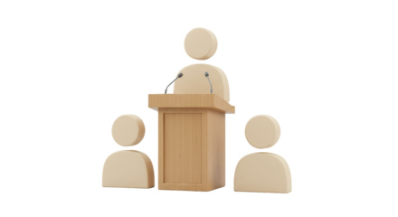 Isolated Podium with Speaker and Audience Figures