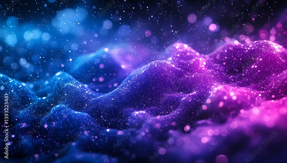 Poster stunning abstract background featuring colorful waves of sparkles in blue and purple hues : generati