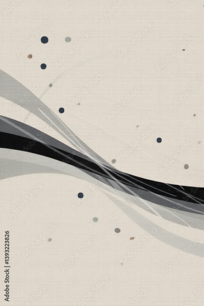 Poster abstract lines and dots pattern with interwoven lines create captivating design over neutral backgro