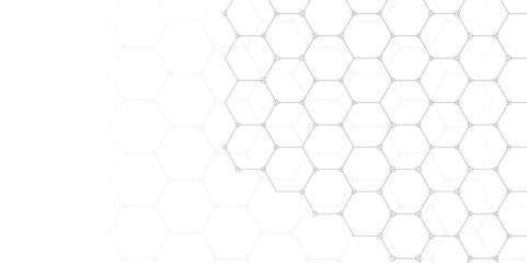 Naklejka premium Hexagon background design a white honeycomb grid pattern. Geometric mesh cell texture. Geometrics hexagon polygonal pattern web cell background vector. 3d Hexagonal structure futuristic white