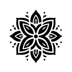 Black and White Floral Mandala Design on White Background